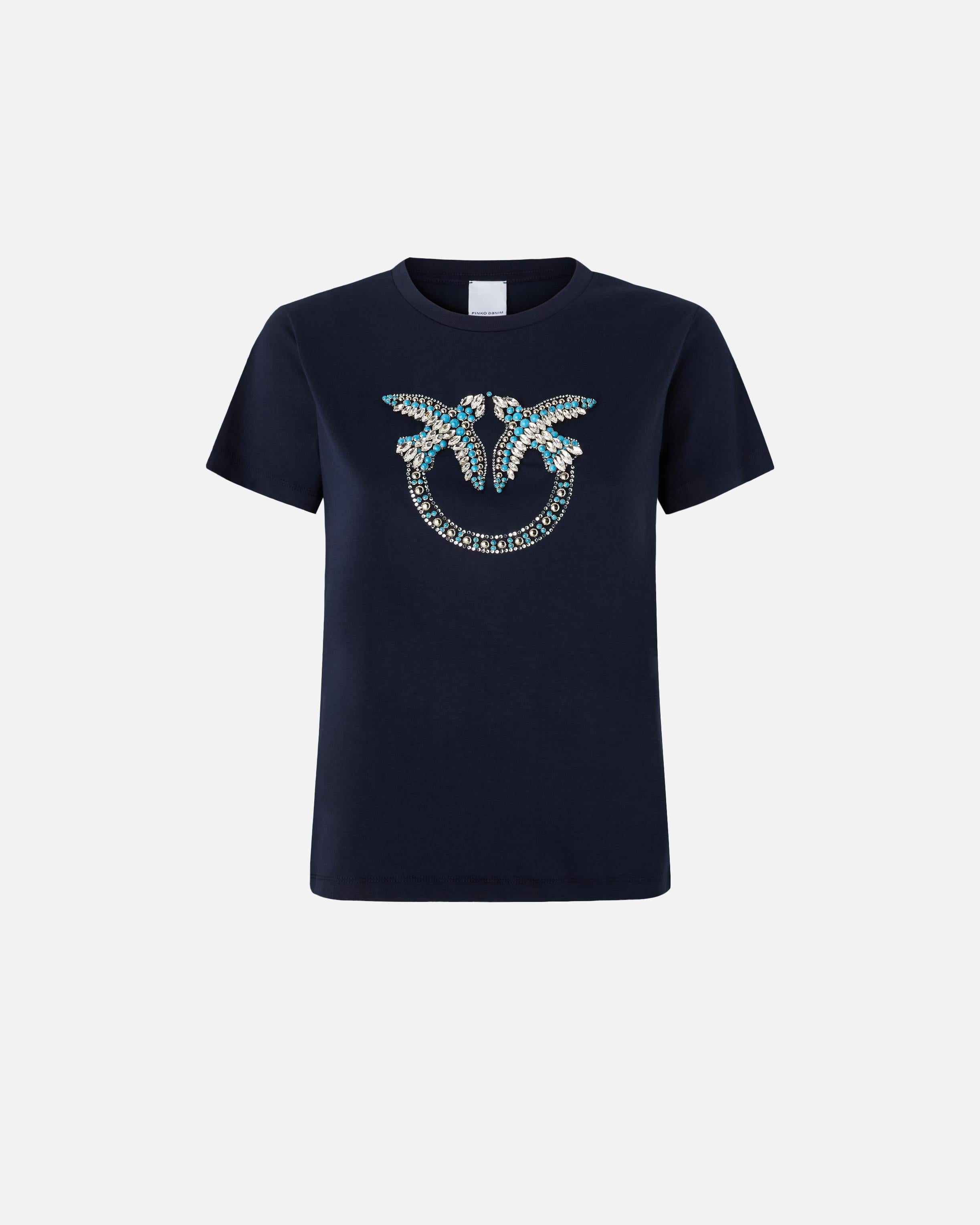 T-Shirt con ricamo logo 100535A2G7 G1A PINKO Blu abisso 