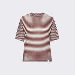 T-shirt a righe in misto lino PED5343 99012278 RI004 PEUTEREY Bianco/marrone 
