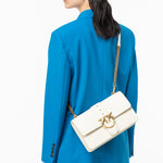 Borsa in pelle con tracolla 100053A0F1 Z14Q PINKO Avorio 