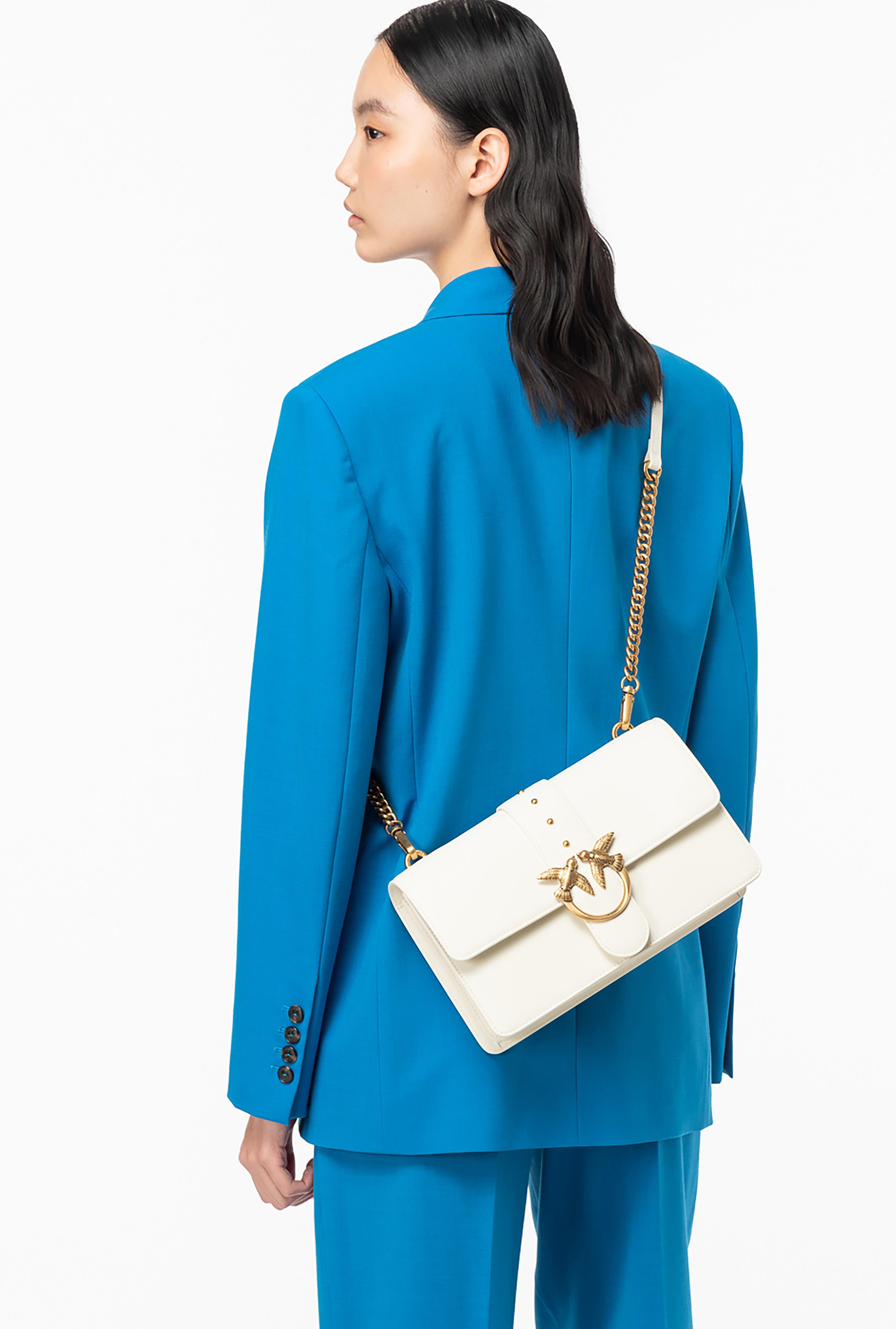 Borsa in pelle con tracolla 100053A0F1 Z14Q PINKO Avorio 