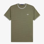 T-shirt con doppia riga M1588 87B FRED PERRY Lwgrn/ecru/dskbl 