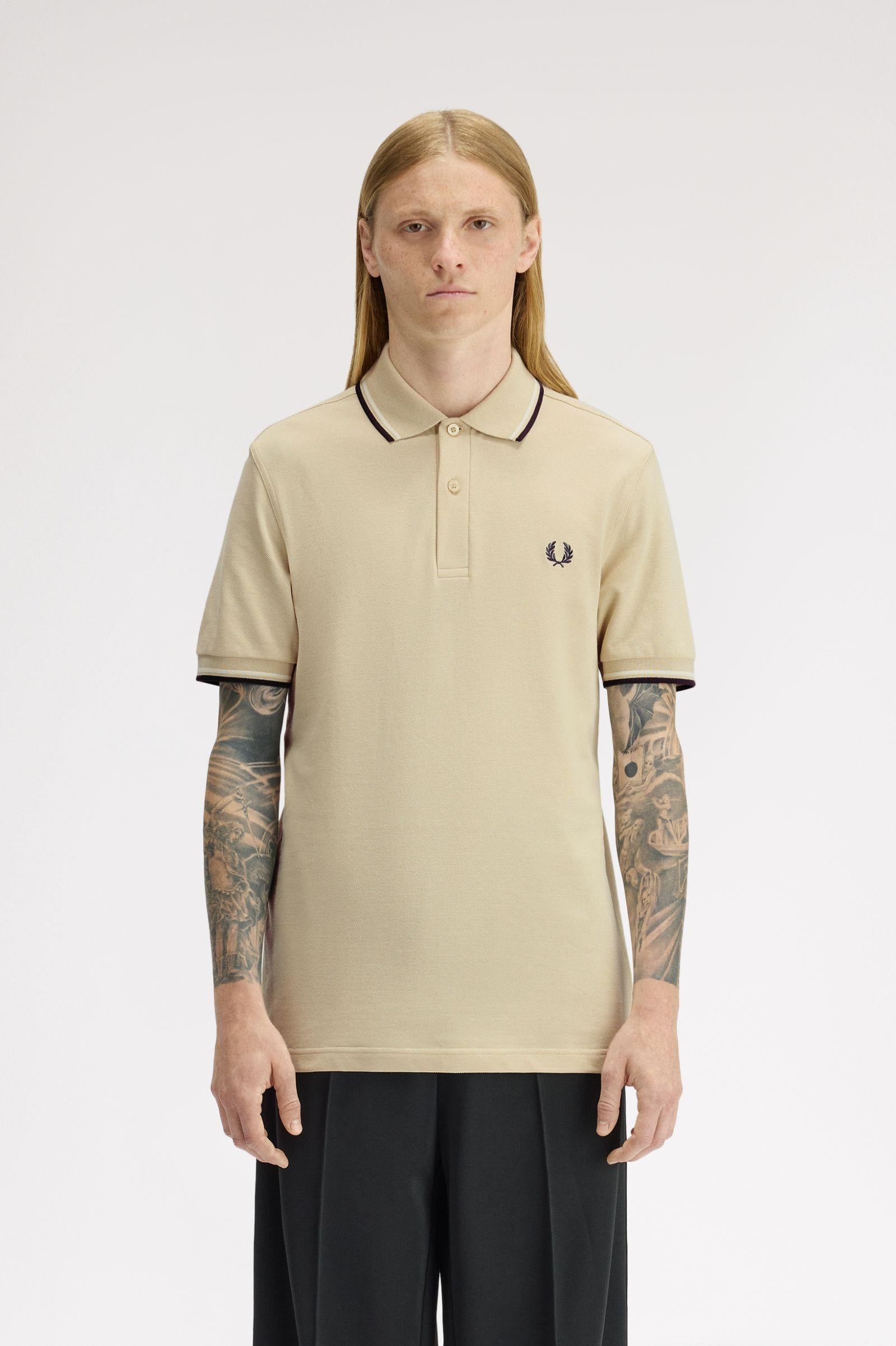 Polo manica corta M3600 12B FRED PERRY Oatm/snwh/anchgr 