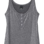 Top a canotta in maglia metallizzata con bottoni 104649A2CQ EI2 PINKO Blu/argento 