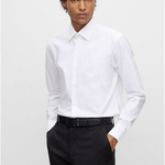 Camicia in cotone regular fit 50479943 10245425 01 100 BOSS White 