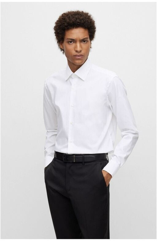 Camicia in cotone regular fit 50479943 10245425 01 100 BOSS White 