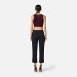 Pantaloni in crêpe leggero con dettagli smoking PA08856E2 110 ELISABETTA FRANCHI Nero 