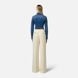 Pantaloni in crêpe fluido con bottoni dorati PA06451E2 DC7 ELISABETTA FRANCHI Lemonade 