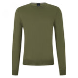 Maglia girocollo in merinos 50476364 10243935 01 377 BOSS Open green 