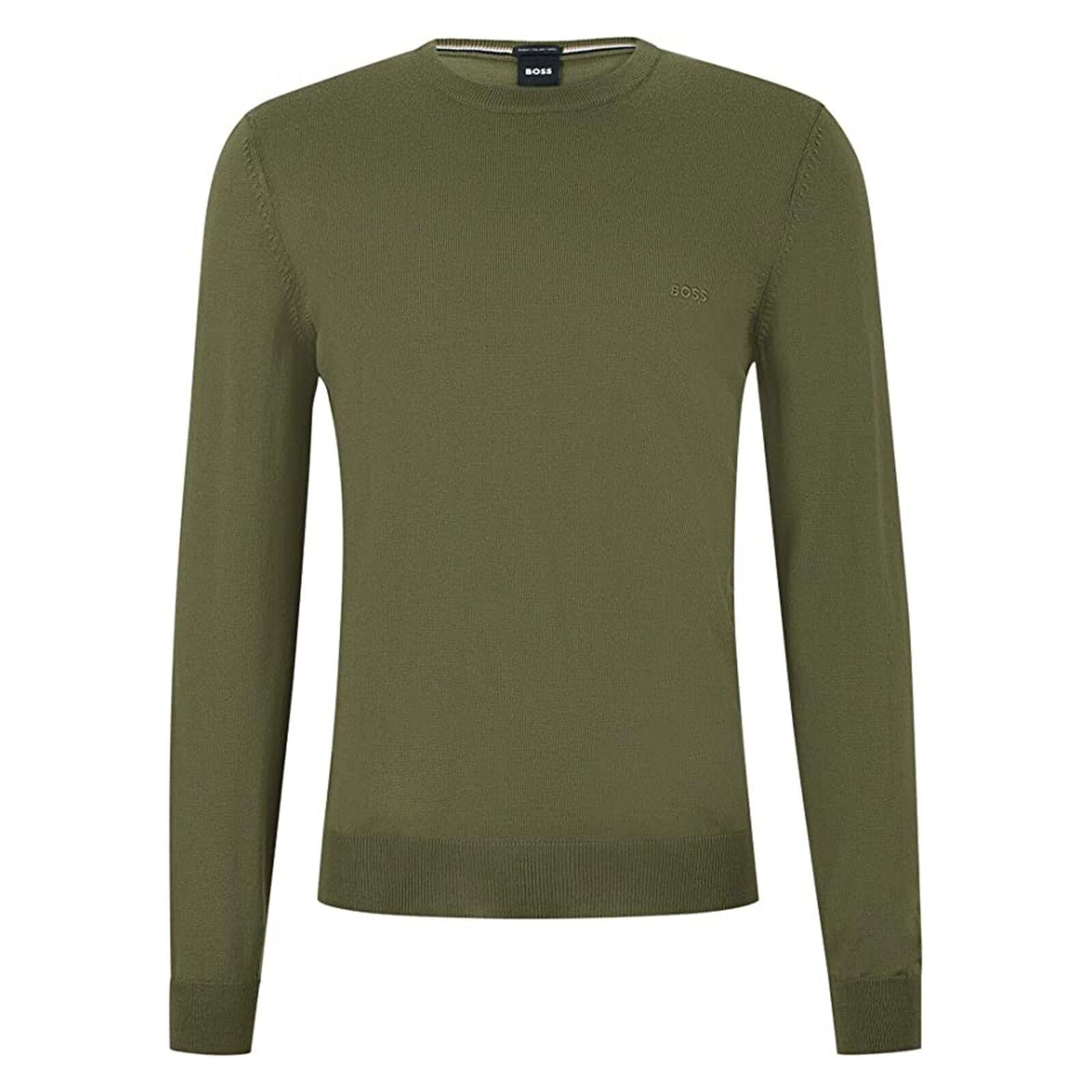Maglia girocollo in merinos 50476364 10243935 01 377 BOSS Open green 
