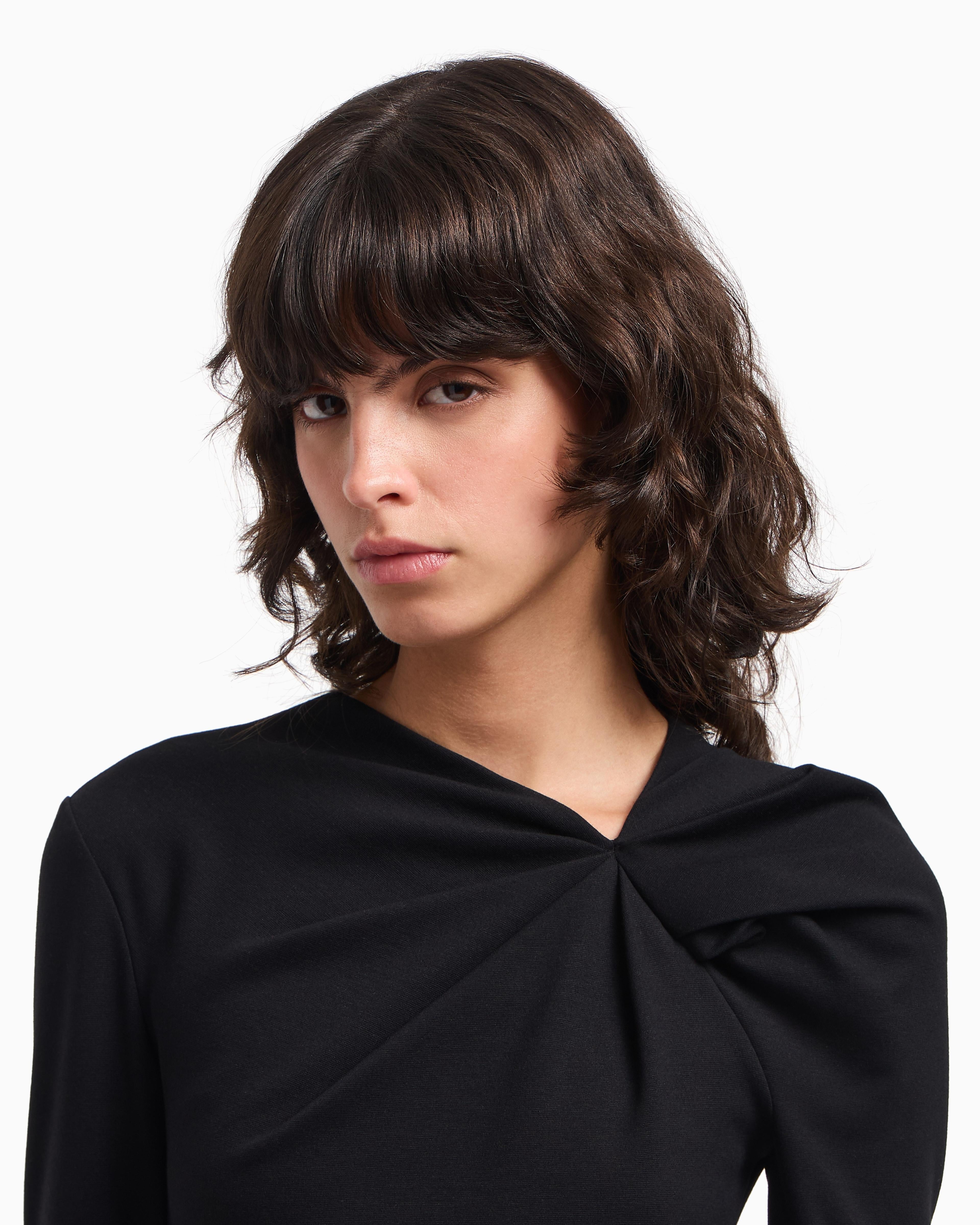 Abito lungo con dettaglio arricciatura in punto Milano stretch EW002783 AF12303 UC001 EMPORIO ARMANI Black 