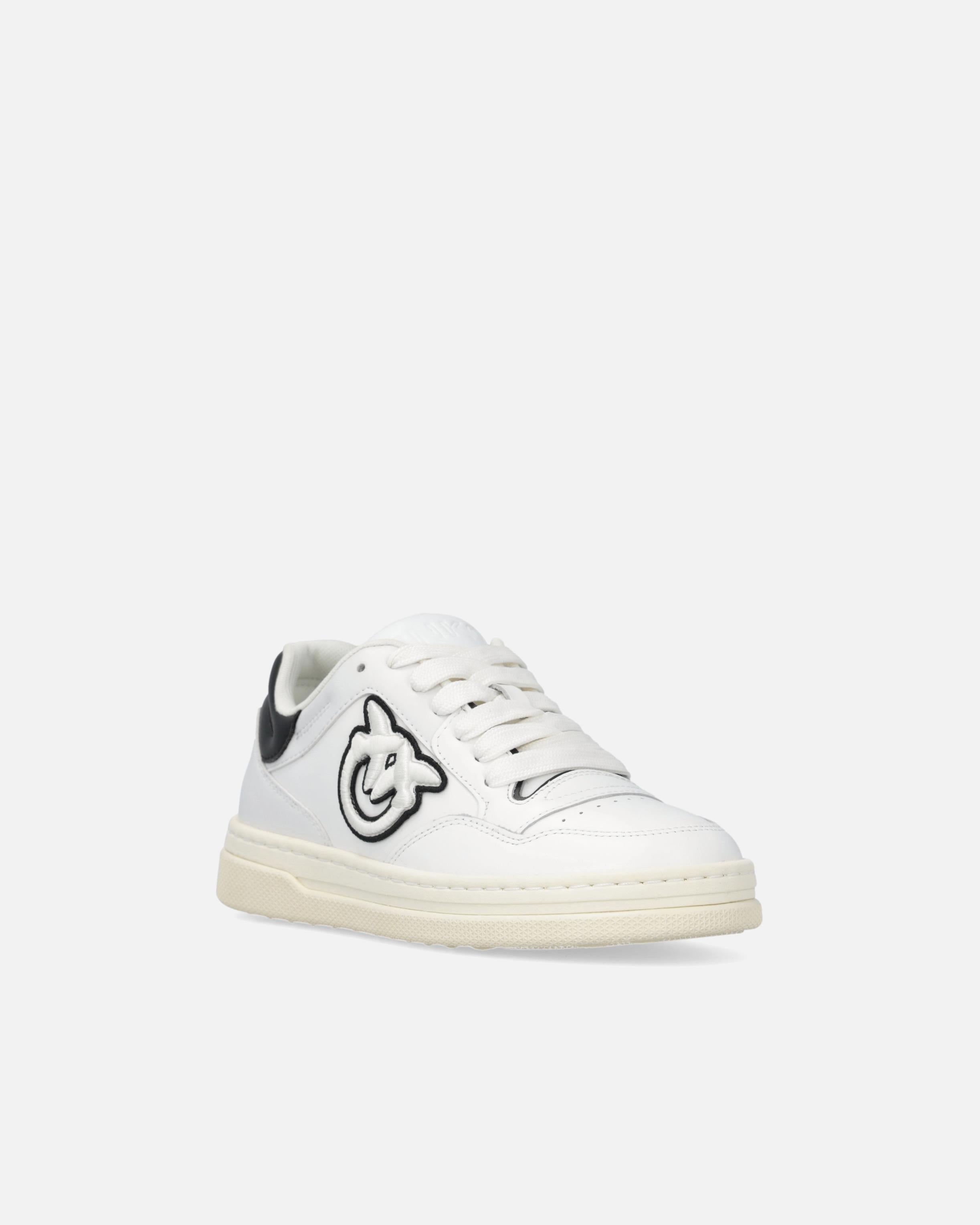 Sneaker in pelle con logo bianco e nero SS0077P001 ZZ1 PINKO White/black 