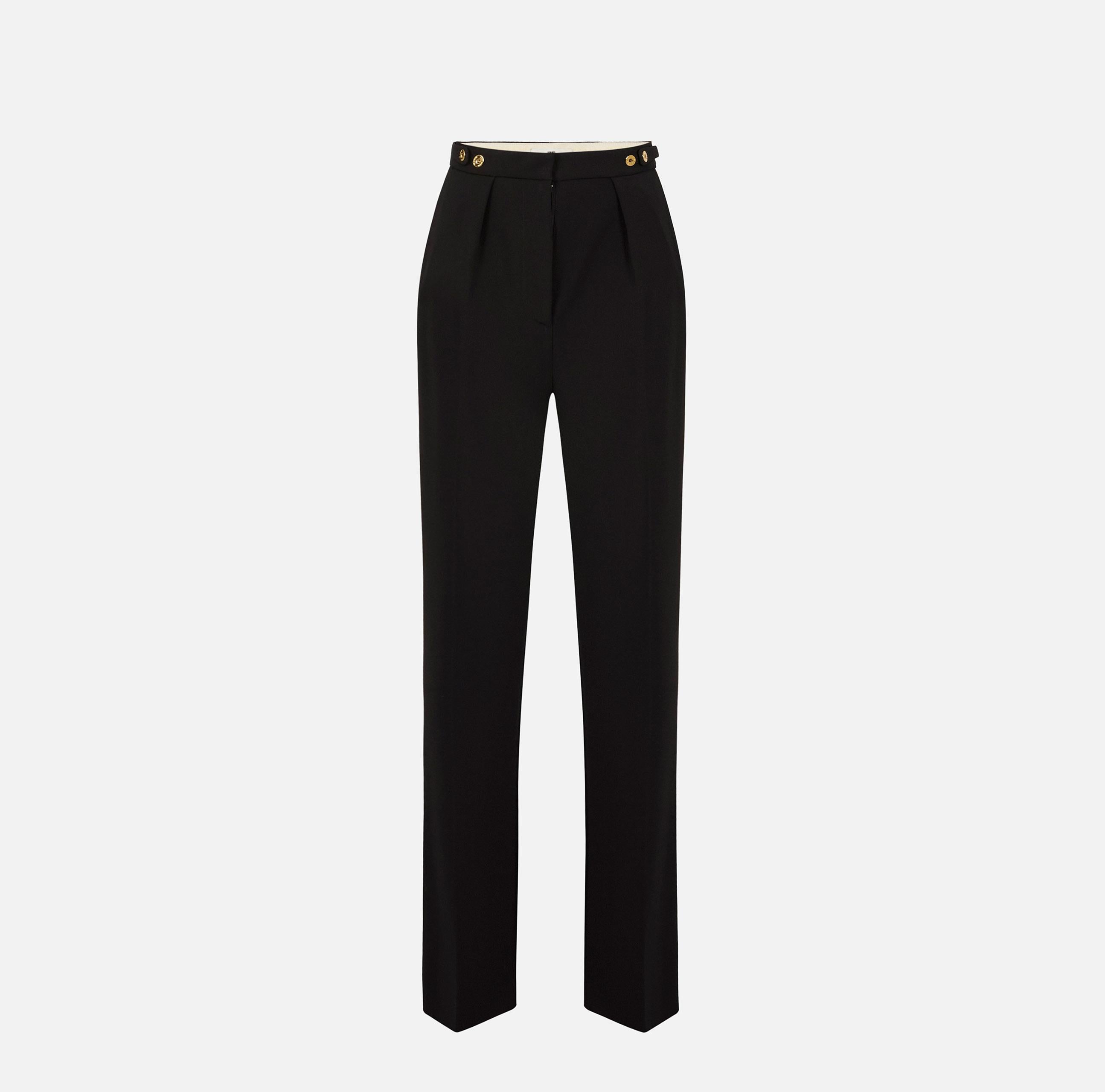Pantaloni in crêpe con accessorio gioiello PA09956E2 110 ELISABETTA FRANCHI Nero 