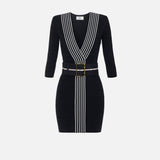 Abito in maglia con bande a righe AM01S61E2 685 ELISABETTA FRANCHI Nero/burro 