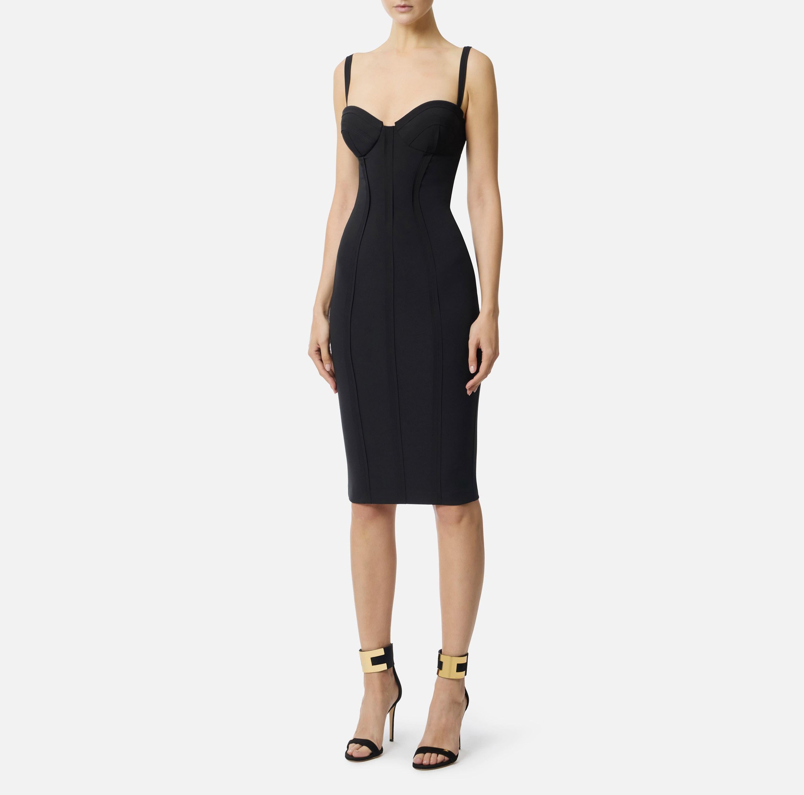 Abito in crêpe leggero con tessuto a taglio vivo AB91861E3 110 ELISABETTA FRANCHI Black 