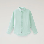 Camicia in puro lino tiinto in capo CFWOSI0113MRUT3372 6585 WOOLRICH Harbor green 