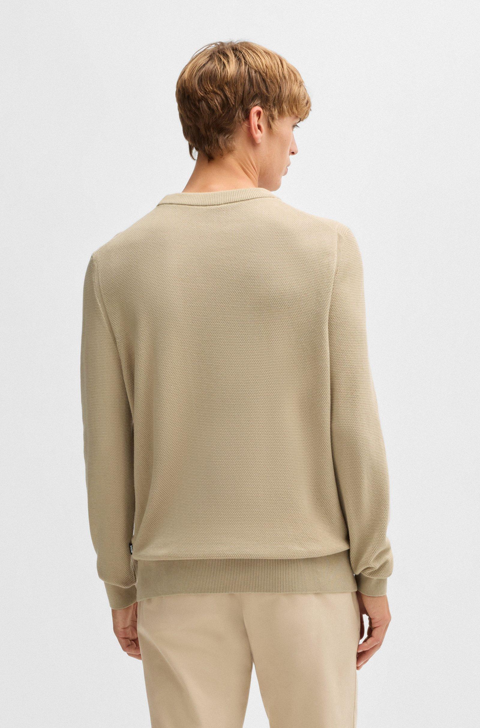 Maglia girocollo in cotone 50506022 10255187 01 275 BOSS Light beige 