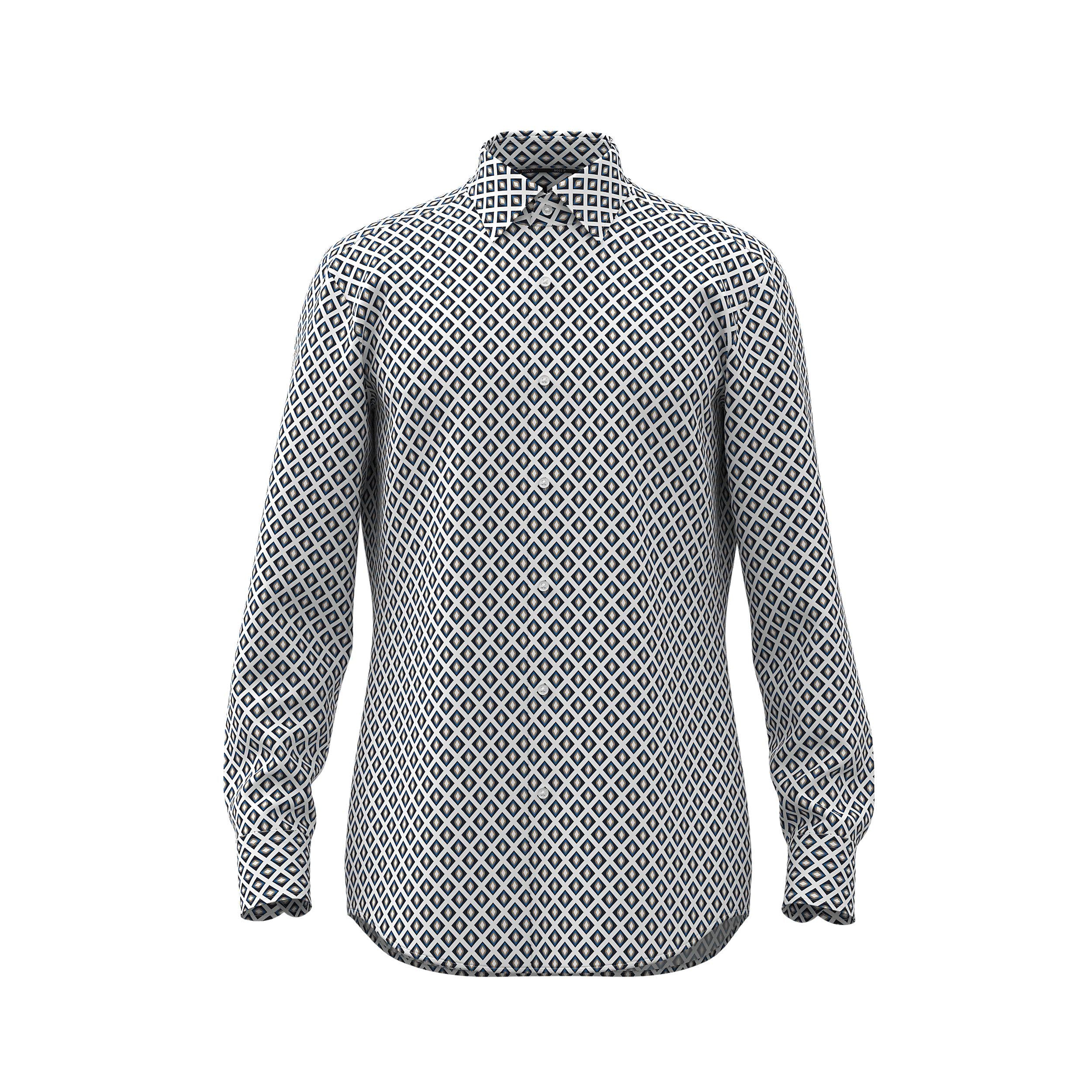 Camicia fantasia slim fit 50513462 10259255 01 404 BOSS Dark blue 